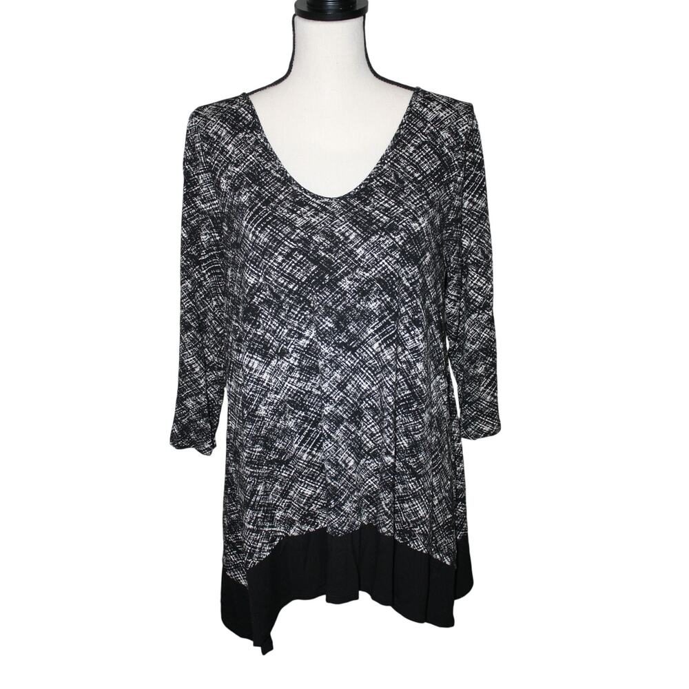 J. Jill Wearever Collection Women's Tunic Tops MP 1/4 Sleeve Black & White